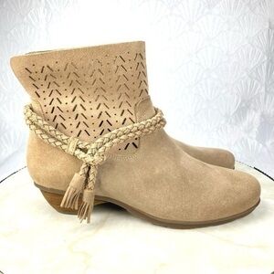 Abeo Shoes Womens Nicole Slouch Brown Leather Laser Cut Braided Strap -Size 7